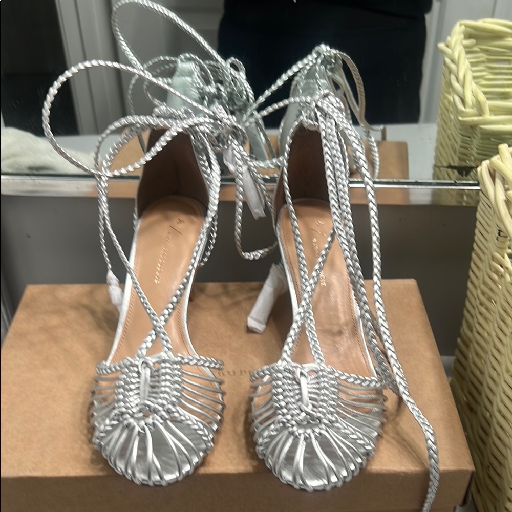 Elegant Silver Lace-Up Heels